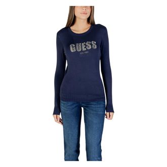 Guess Reyna Logo Sweater - Dames - Ronde hals truien - Blauw - XS - Truien & Vesten