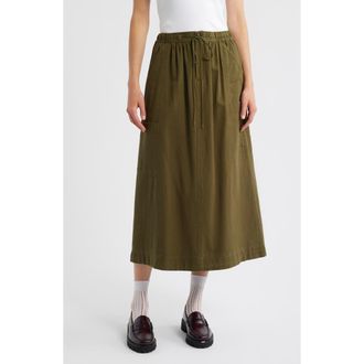 Damson Madder Vika Utility Organic Cotton Midi Skirt in Olive at Nordstrom Rack, Size 14 Us / 18 Uk