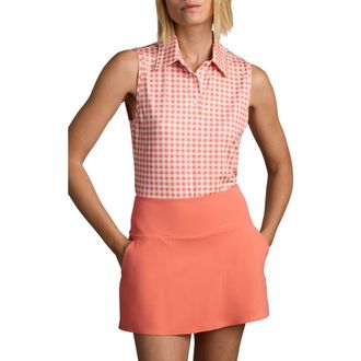 Rhone Court Gingham Sleeveless Polo in Coral Gingham at Nordstrom, Size Xx-Large