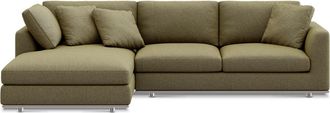Castlery Hamilton Chaise Sectional Sofa Left Facing Customized, Performance Boucle Moss, Spill Resistant, Removable Covers for Sofas, Castlery