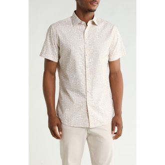 Rodd & Gunn Fenchurch Short Sleeve Button-Up Shirt in Oatmeal at Nordstrom Rack, Size Xx-Large