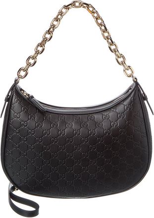 Gucci Gg Emblem Large Leather Hobo Bag