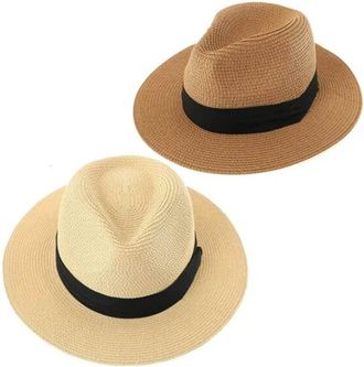 Generic Build A Bear 2 in Wide Brim Hats for Summer Sunshine Beach Trip Ivory and Brown Toddler (Khaki, One Size)