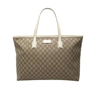 Gucci Pre-owned Canvas Tote Bag - Dames - Pre-owned - Beige - Maat: ONE Size Leer
