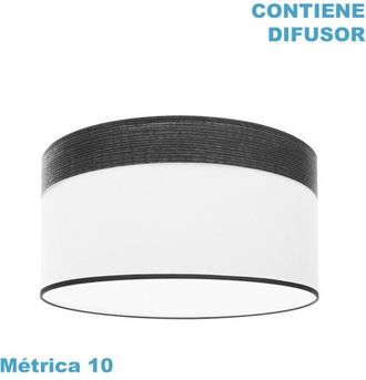 Fabrilamp Fabrilamp - Cloe M10 Paralume A Sospensione Bianco/legno-nero 50dx50dx22h Diffusore Incluso