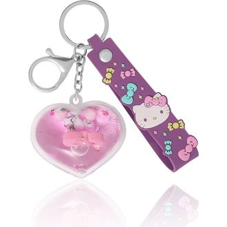 Hello Kitty Acrylic Liquid Heart Keychain in Purple at Nordstrom