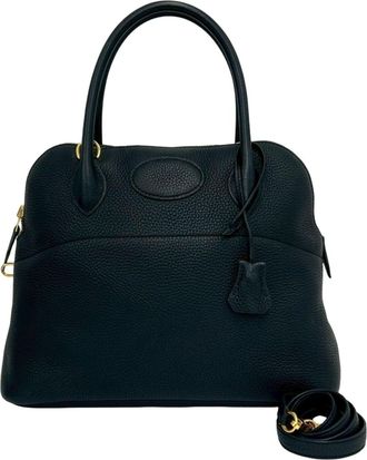 Herm&egrave;s Black Taurillon Clemence Leather Handbag Shoulder Bag Tote Bag (Pre-Owned)