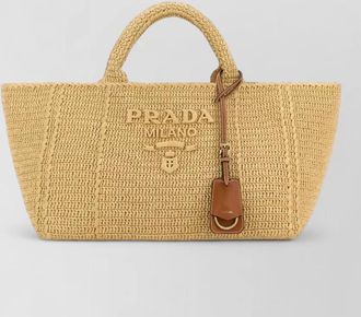Prada raffia beach shopping bag top handles
