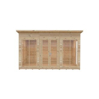 Shires Lela 12x8 Summerhouse - L244.8 x W357 x H227.5 cm in Light Brown
