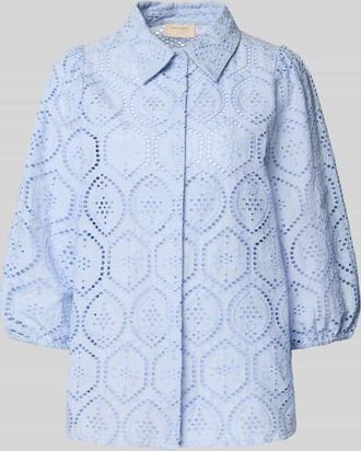 Freequent Regular Fit Bluse mit Lochstickerei Modell Agy in Hellblau, Größe XS