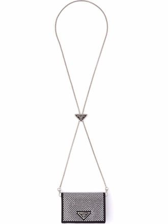 Prada Pasjeshouder verfraaid met kristallen - Beige