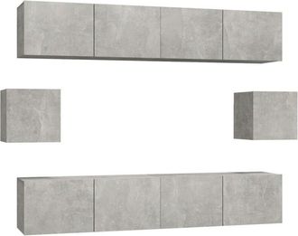 vidaXL Vidaxl - Set De Muebles De Tv 6 Pzas Madera Contrachapada Gris Hormig&oacute;n