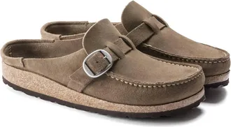 Birkenstock Womens Buckley Suede Moccasins In Gray Taupe