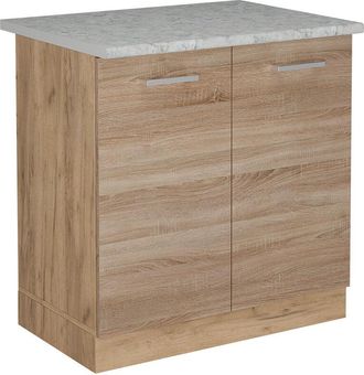 Vicco Armario Bajo Para Fregadero R-line, Sonoma, 80 Cm Et M&aacute;rmol