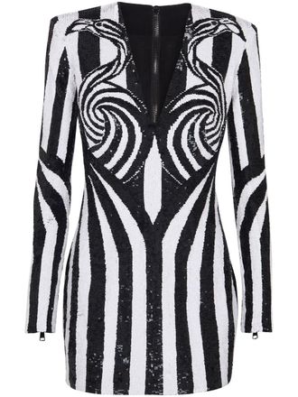 Balmain Abito corto con ricamo - Nero
