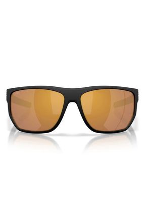 Costa Santiago 63mm Oversize Polarized Rectangular Sunglasses in Black/Gold at Nordstrom
