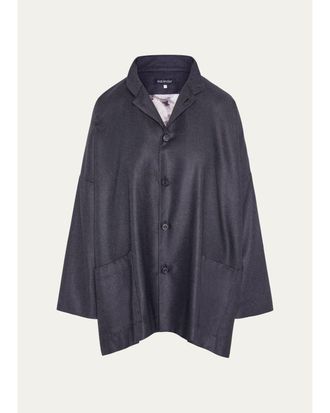 Eskandar Silk Cashmere Mandarin Jacket - Long