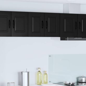 vidaXL Vidaxl Armadietto A Muro Porto 2 Pz Nero Legno Ingegnerizzato