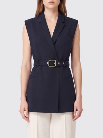 Pinko Gilet sartoriale in misto lana con cintura e collo a rever