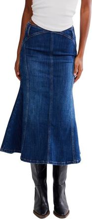 Free People Zia Denim Midi Skirt in Bad Habits at Nordstrom, Size 26