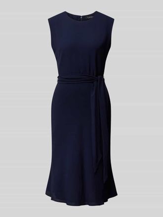 Lauren Ralph Lauren Knielanges Kleid mit Strukturmuster Modell VILODIE in Marine, Gr&ouml;&szlig;e 38