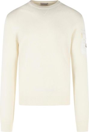 Moncler tricot ivory white virgin wool sweatshirt