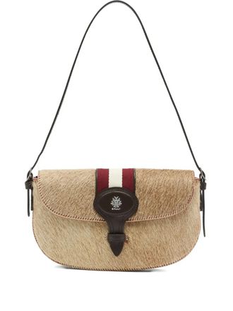 Bally small ribbon-detail shoulder bag - women - Bovine Leather/Leather/Pony Fur - One Size - Neutrals