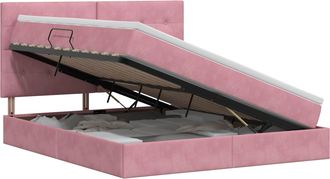 vidaXL Cama Con Almacenamiento Y Colch&oacute;n Rosa 140 X 200 Cm Terciopelo Vidaxl