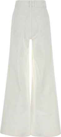 Alaia Womens White Denim Wide-Leg Jeans Blanc Exterior: Cotton Pantaloni Trousers