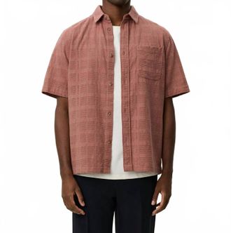 Les Deux Charlie Short Sleeve Shirt In Cognac Red