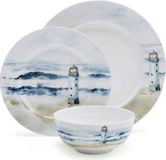 Mikasa Seaside 12Pc Lightweight Chip-Resistant Bone China Dinnerware Set, Service For 4
