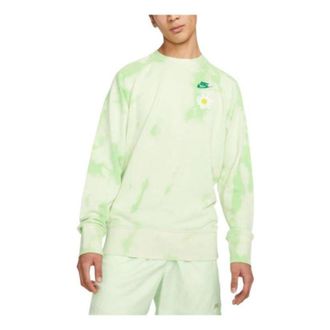Nike Tie Dye Flowers Pattern Round Neck Pullover Long Sleeves Hoodie Mens Green DM5010-332