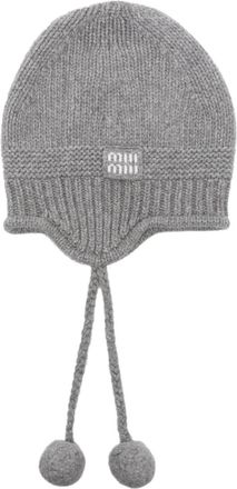 Miu Miu Berretto con pompon - Grigio