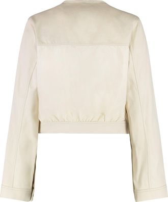 Moncler Womens Chatel Cotton-Linen Blend Jacket Ivory