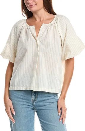 Max Studio Bubble Sleeve Seersucker Shirt