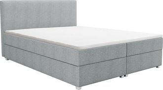 Vente-Unique Conjunto completo boxspring cabecero + somier + colch&oacute;n + sobrecolch&oacute;n - 180 x 200 cm - Tela - Gris claro - ONAN de YSM&Eacute;E