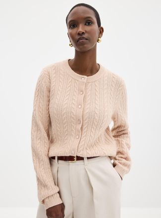 Contemporaine Womens Pearly buttons cable-knit Cardigan Sweater