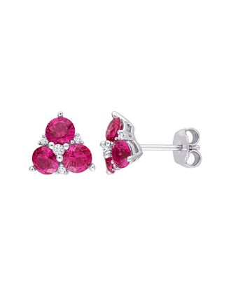 Rina Limor Silver 1.90 ct. tw. Lab-Grown Created Ruby, Created White Sapphire Earrings