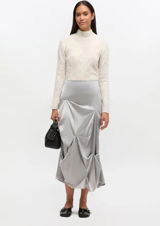 Ganni Grey Draped Skirt - Size 10/12 Viscose