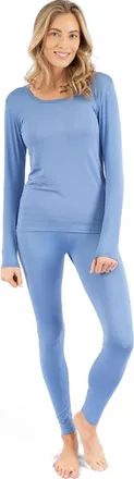 Leveret Womens Solid Thermal Pajama Set in Light Blue at Nordstrom, Size X-Large