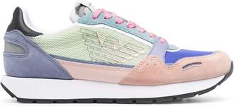 Emporio Armani Blauwe Su&egrave;de Glitter Sneaker - Dames - Sneakers - Veelkleurig - 41 EU - Su&egrave;de - Schoenen
