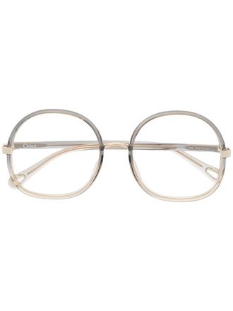 Chlo&eacute; oversize tonal round glasses - Gold