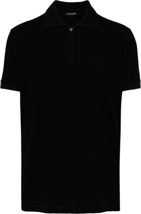 Roberto Cavalli logo-embroidered polo shirt - men - Cotton - M - Black