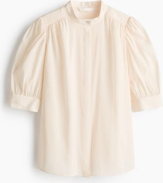 H&M Bluse mit Puff&auml;rmeln - Hellbeige