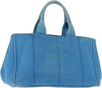 Prada Pre-owned Canvas Tote Bag - Dames - Vintage Shopper - Blauw - ONE Size - Vintage