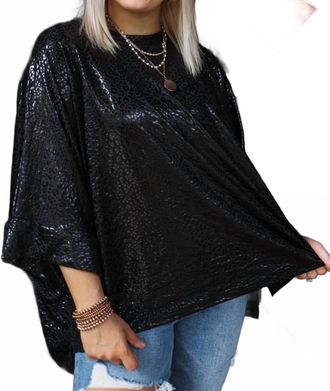 Adrienne Speak From The Heart Blouse In Black Cat