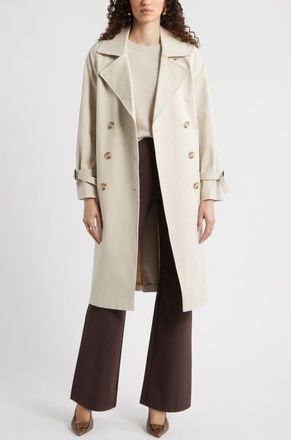 Nordstrom Stretch Cotton Trench Coat in Beige Oatmeal at Nordstrom, Size Xx-Large
