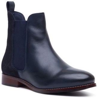 Hush Puppies Colette Leren Dames Navy Brede Pasvorm Platte Chelsea Boots
