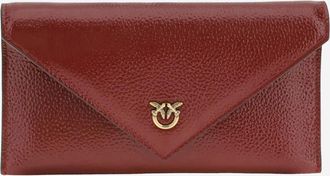 Pinko Womens Small Pouch Bag With Logo Dark Red Leather Shoulder