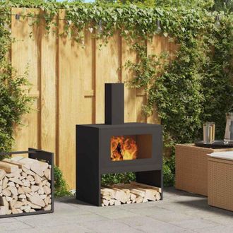 vidaXL Focolare Nero 60 x 40 x 96 cm Acciaio laminato a freddo - Vidaxl
